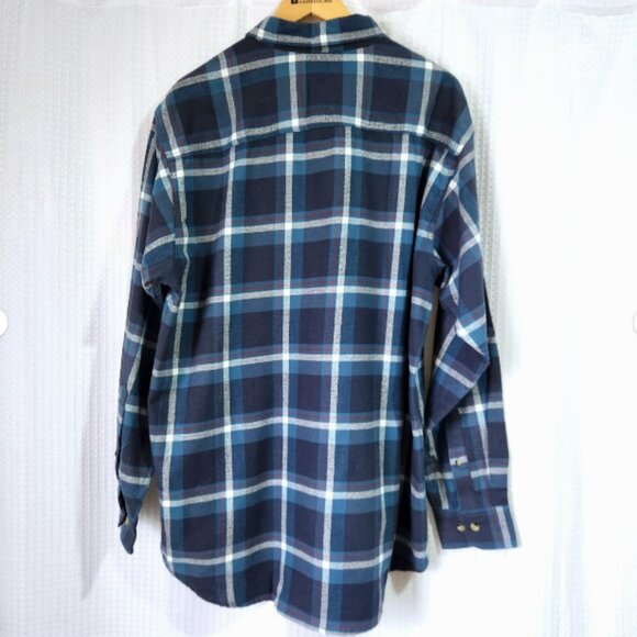 Hobbs Creek Shirt Mens LG Flannel Button Down Long Sleeve 100% Cotton Blue Plaid - Picture 2 of 9
